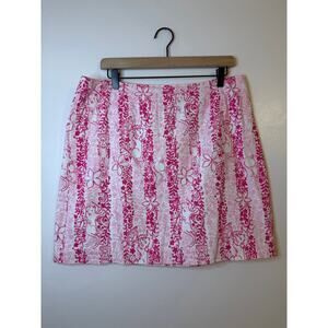 VTG Lilly Pulitzer Boardwalk Cafe Pink White Tropical Animal Lined Mini Skirt 14